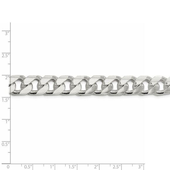 Men's 11mm Sterling Silver Solid D/C Domed Curb Chain Necklace, 22 In